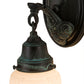 Meyda Lighting Revival 5" Verdigris Garland Wall Sconce With White Shade Glass