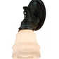 Meyda Lighting Revival 5" Verdigris Garland Wall Sconce With White Shade Glass