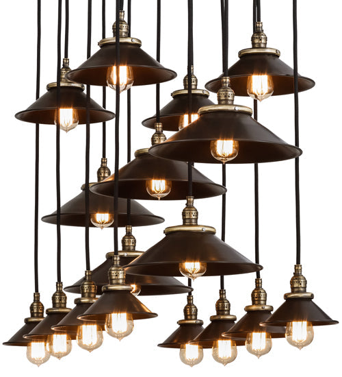 Meyda Lighting Revival 54" 17-Light Solar Black Chic Cascading Pendant Light