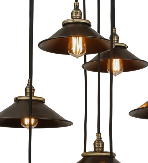 Meyda Lighting Revival 54" 17-Light Solar Black Chic Cascading Pendant Light