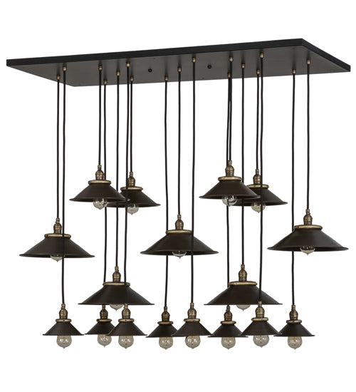 Meyda Lighting Revival 54" 17-Light Solar Black Chic Cascading Pendant Light