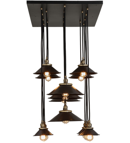 Meyda Lighting Revival 54" 17-Light Solar Black Chic Cascading Pendant Light