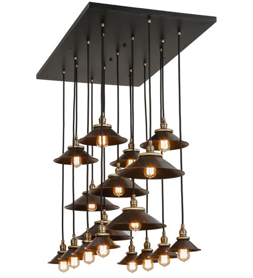 Meyda Lighting Revival 54" 17-Light Solar Black Chic Cascading Pendant Light