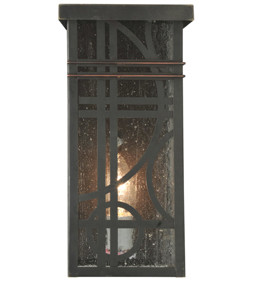 Meyda Lighting Revival 6" Craftsman Brown Deco Wall Sconce With Clear Seeded Shade Glass