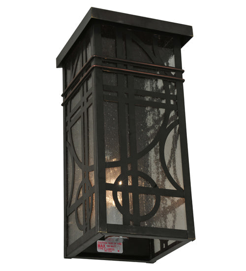 Meyda Lighting Revival 6" Craftsman Brown Deco Wall Sconce With Clear Seeded Shade Glass