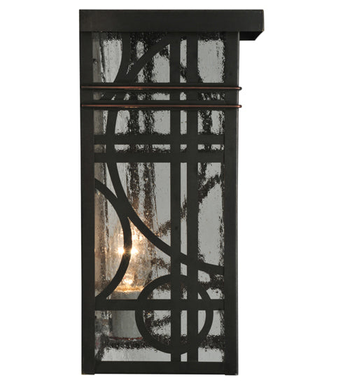Meyda Lighting Revival 6" Craftsman Brown Deco Wall Sconce With Clear Seeded Shade Glass