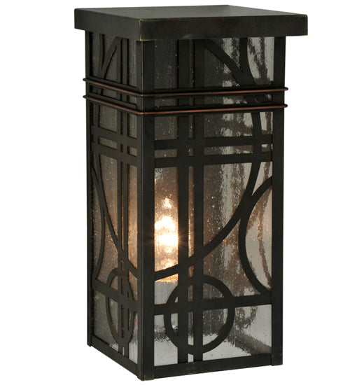 Meyda Lighting Revival 6" Craftsman Brown Deco Wall Sconce With Clear Seeded Shade Glass
