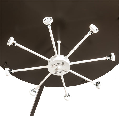 Meyda Lighting Revival 60" 8-Light Timeless Bronze Deco Cilindro Flush Mount Light With White Statuario Idalight Shade Glass