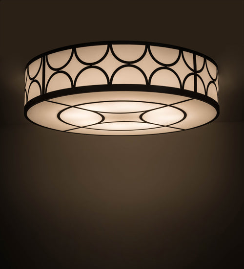 Meyda Lighting Revival 60" 8-Light Timeless Bronze Deco Cilindro Flush Mount Light With White Statuario Idalight Shade Glass