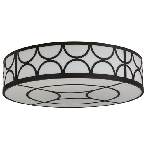 Meyda Lighting Revival 60" 8-Light Timeless Bronze Deco Cilindro Flush Mount Light With White Statuario Idalight Shade Glass