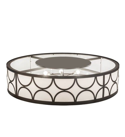 Meyda Lighting Revival 60" 8-Light Timeless Bronze Deco Cilindro Flush Mount Light With White Statuario Idalight Shade Glass
