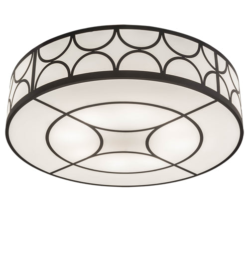 Meyda Lighting Revival 60" 8-Light Timeless Bronze Deco Cilindro Flush Mount Light With White Statuario Idalight Shade Glass