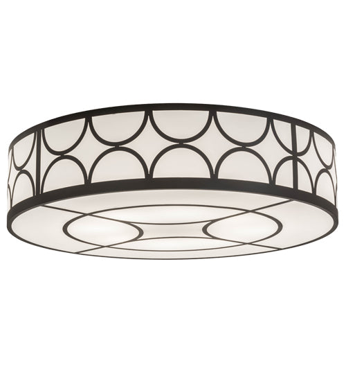Meyda Lighting Revival 60" 8-Light Timeless Bronze Deco Cilindro Flush Mount Light With White Statuario Idalight Shade Glass