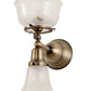 Meyda Lighting Revival 7" 2-Light Antique Brass Gas & Electric Wall Sconce With White Shade Glass