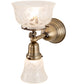 Meyda Lighting Revival 7" 2-Light Antique Brass Gas & Electric Wall Sconce With White Shade Glass