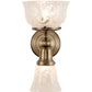 Meyda Lighting Revival 7" 2-Light Antique Brass Gas & Electric Wall Sconce With White Shade Glass