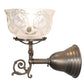 Meyda Lighting Revival 7" Antique Brass Gas & Electric Wall Sconce With Frosted Clear Shade Glass