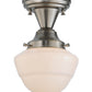 Meyda Lighting Revival 7" Brushed Nickel Schoolhouse Semi-flush Mount Ceiling Light With Whitestone Emma Globe Opal Shade Glass