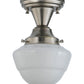 Meyda Lighting Revival 7" Brushed Nickel Schoolhouse Semi-flush Mount Ceiling Light With Whitestone Emma Globe Opal Shade Glass