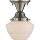 Meyda Lighting Revival 7" Brushed Nickel Schoolhouse Semi-flush Mount Ceiling Light With Whitestone Emma Globe Opal Shade Glass
