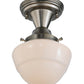 Meyda Lighting Revival 7" Brushed Nickel Schoolhouse Semi-flush Mount Ceiling Light With Whitestone Emma Globe Opal Shade Glass