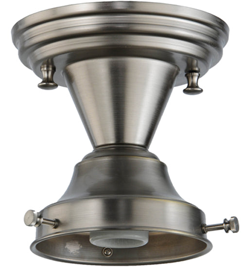 Meyda Lighting Revival 7" Brushed Nickel Schoolhouse Semi-flush Mount Ceiling Light With Whitestone Emma Globe Opal Shade Glass