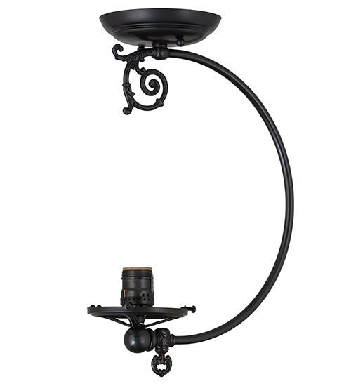 Meyda Lighting Revival 7" Craftsman Brown Gas & Electric Semi-flush Mount Light With White Shade Glass