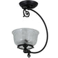 Meyda Lighting Revival 7" Craftsman Brown Gas & Electric Semi-flush Mount Light With White Shade Glass