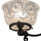 Meyda Lighting Revival 7" Craftsman Brown Gas & Electric Semi-flush Mount Light With White Shade Glass