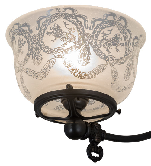 Meyda Lighting Revival 7" Craftsman Brown Gas & Electric Semi-flush Mount Light With White Shade Glass
