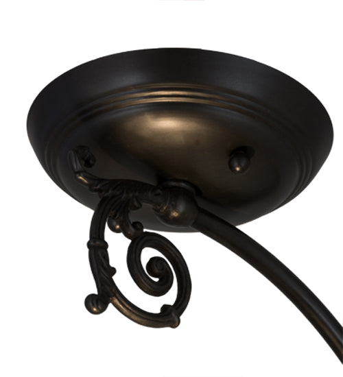 Meyda Lighting Revival 7" Craftsman Brown Gas & Electric Semi-flush Mount Light With White Shade Glass