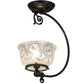 Meyda Lighting Revival 7" Craftsman Brown Gas & Electric Semi-flush Mount Light With White Shade Glass