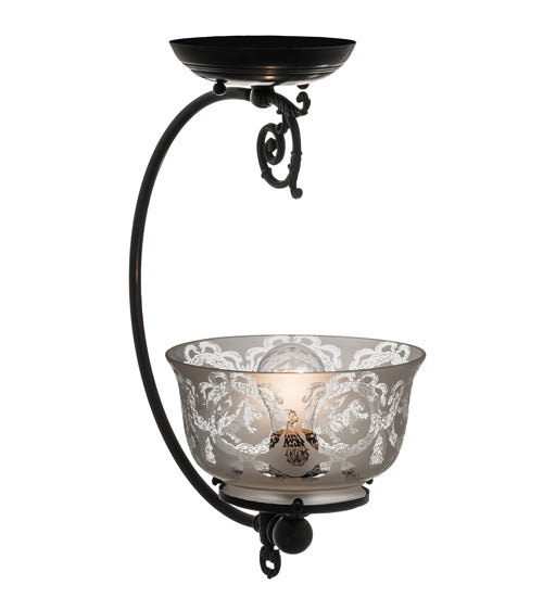 Meyda Lighting Revival 7" Craftsman Brown Gas Reproduction Semi-flush Mount Light With Clear & Frosted Shade Glass