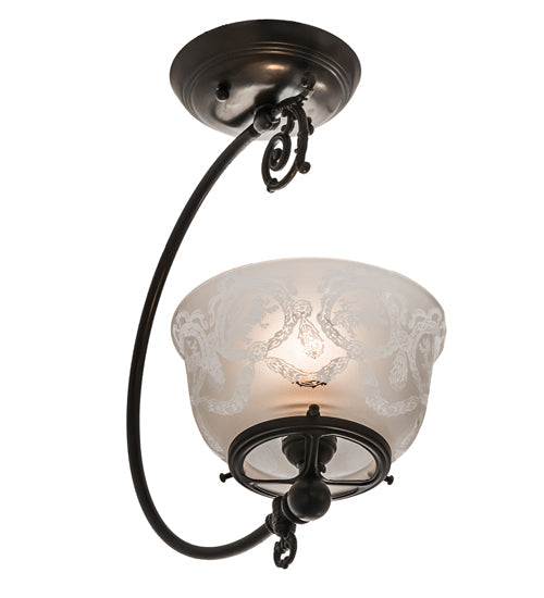 Meyda Lighting Revival 7" Craftsman Brown Gas Reproduction Semi-flush Mount Light With Clear & Frosted Shade Glass