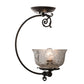 Meyda Lighting Revival 7" Craftsman Brown Gas Reproduction Semi-flush Mount Light With Clear & Frosted Shade Glass