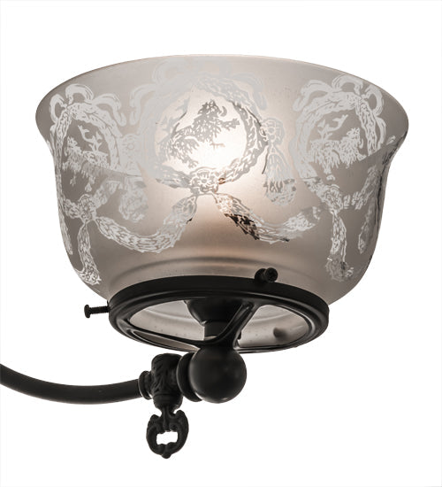 Meyda Lighting Revival 7" Craftsman Brown Gas Reproduction Semi-flush Mount Light With Clear & Frosted Shade Glass
