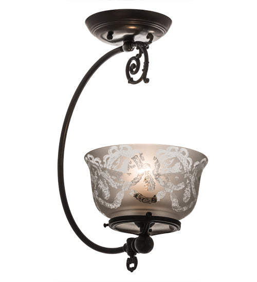 Meyda Lighting Revival 7" Craftsman Brown Gas Reproduction Semi-flush Mount Light With Clear & Frosted Shade Glass