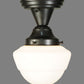 Meyda Lighting Revival 7" Craftsman Brown Schoolhouse Semi-flush Mount Ceiling Light With Emma White Opal Globe Shade Glass