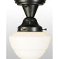 Meyda Lighting Revival 7" Craftsman Brown Schoolhouse Semi-flush Mount Ceiling Light With Emma White Opal Globe Shade Glass