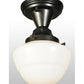 Meyda Lighting Revival 7" Craftsman Brown Schoolhouse Semi-flush Mount Ceiling Light With Emma White Opal Globe Shade Glass