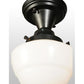 Meyda Lighting Revival 7" Craftsman Brown Schoolhouse Semi-flush Mount Ceiling Light With Emma White Opal Globe Shade Glass