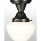 Meyda Lighting Revival 7" Craftsman Brown Schoolhouse Semi-flush Mount Ceiling Light With Emma White Opal Globe Shade Glass