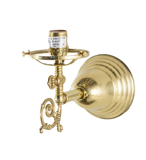 Meyda Lighting Revival 7" Polished Brass Gas & Electric Wall Sconce With Clear Shade Glass