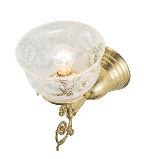 Meyda Lighting Revival 7" Polished Brass Gas & Electric Wall Sconce With Clear Shade Glass