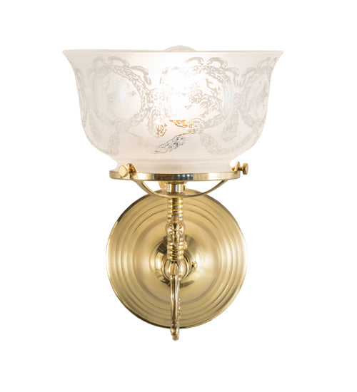 Meyda Lighting Revival 7" Polished Brass Gas & Electric Wall Sconce With Clear Shade Glass