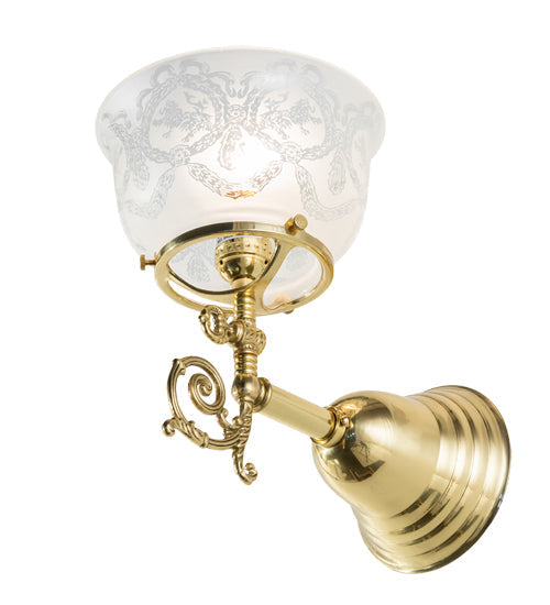 Meyda Lighting Revival 7" Polished Brass Gas & Electric Wall Sconce With Clear Shade Glass