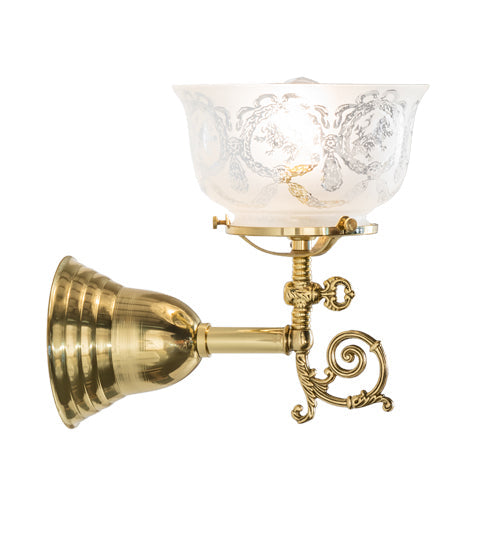 Meyda Lighting Revival 7" Polished Brass Gas & Electric Wall Sconce With Clear Shade Glass