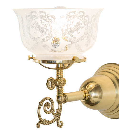 Meyda Lighting Revival 7" Polished Brass Gas & Electric Wall Sconce With Clear Shade Glass