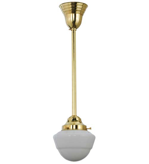 Meyda Lighting Revival 7" Polished Brass Schoolhouse Pendant Light With White Opal Emma Globe Shade Glass
