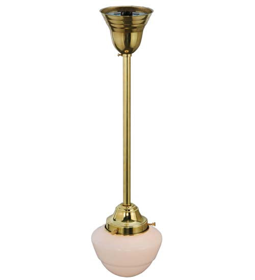 Meyda Lighting Revival 7" Polished Brass Schoolhouse Pendant Light With White Opal Emma Globe Shade Glass